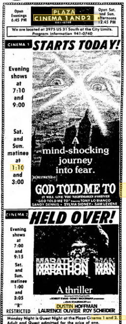 Plaza Cinema 1 and 2 - 1976 Ad